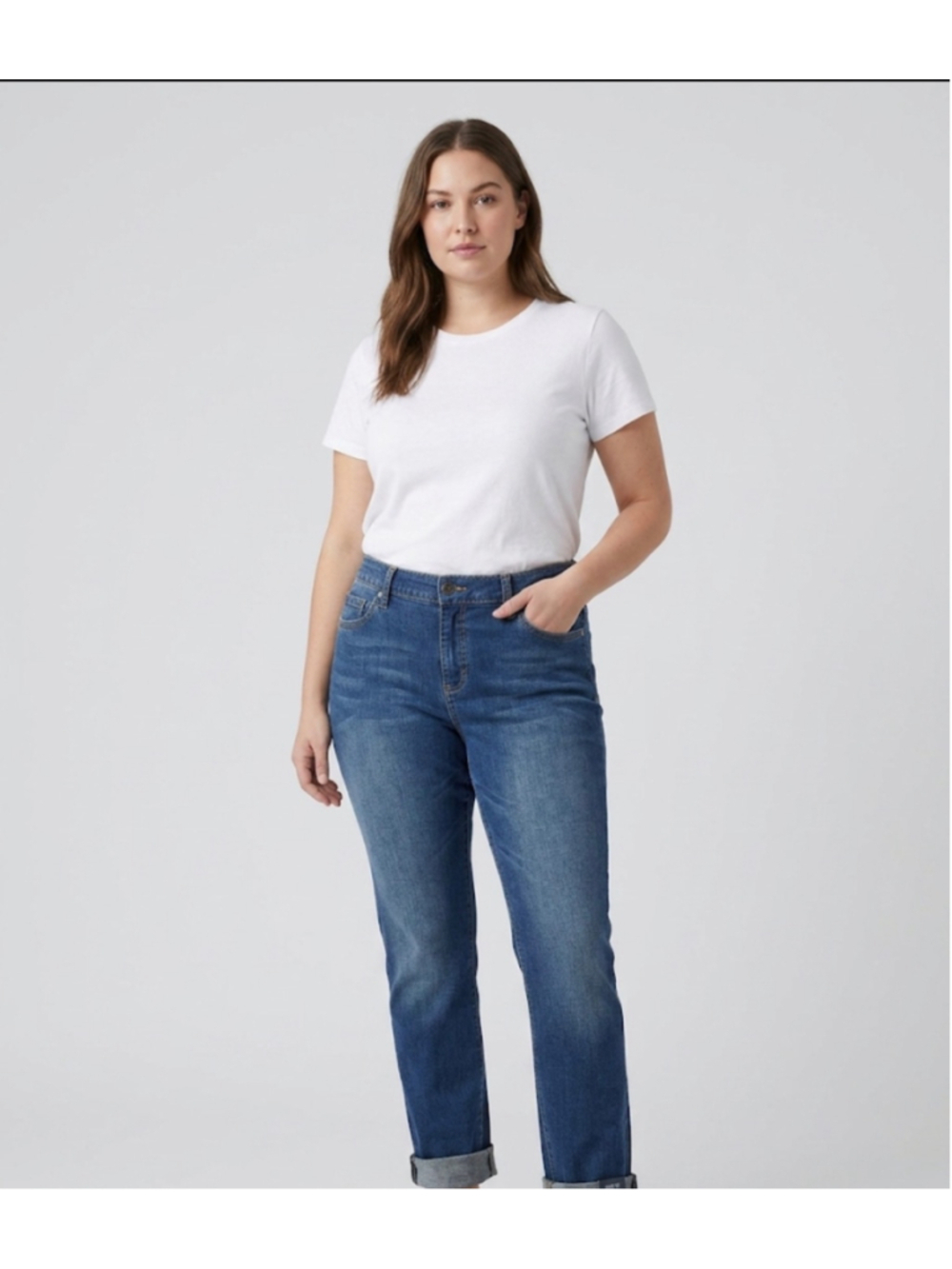 Karen Kane Straight Leg Jeans Blue